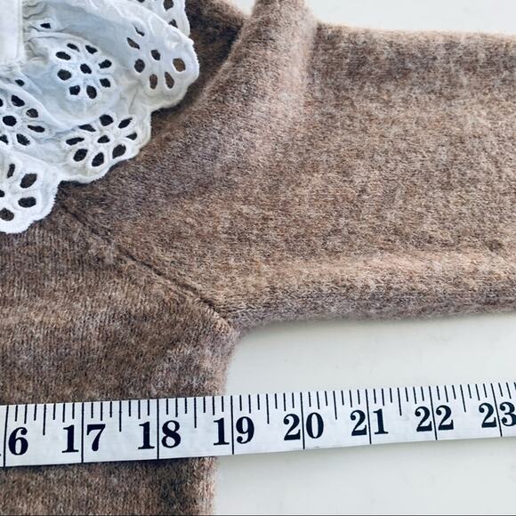 Zara wool blend brown sweater with contrasting collar Small - Picture 10 of 12